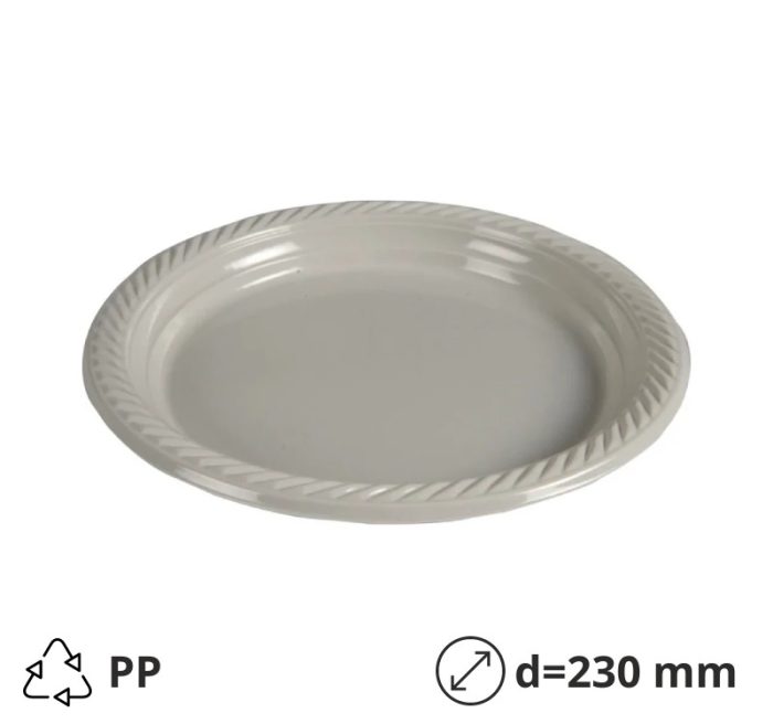 Tanjur PP d=230 mm svijetlo siva [100 kom/pak]