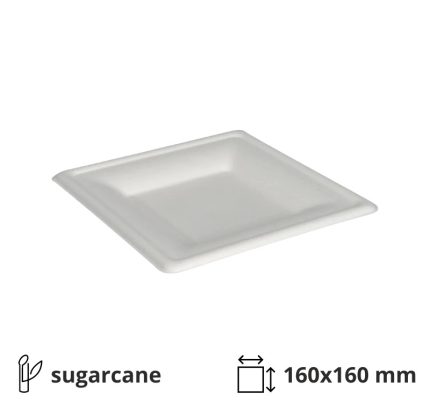 Tanjur BIO (sugarcanes) 160×160 mm bijela 50 kom