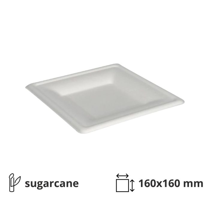 Tanjur BIO (sugarcanes) 160×160 mm bijela 50 kom