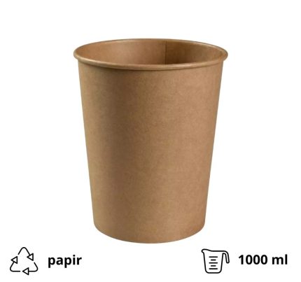 Posuda papirnata 1000 ml d=115 mm h=136 mm, kraft, bez poklopca [50 kom/pak]