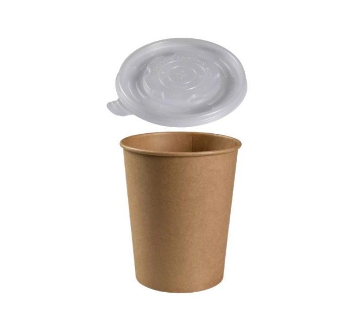 Posuda papirnata 1000 ml d=115 mm h=136 mm, kraft, za poklopcem, 50 kom (komplet)