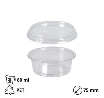Posuda za umake za poklopcem PET 80 ml, 100 kom (komplet)