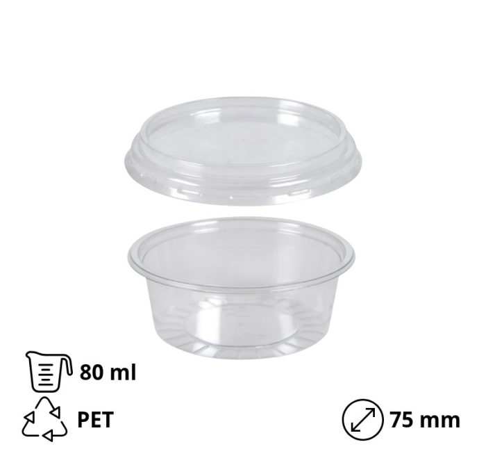 Posuda za umake za poklopcem PET 80 ml, 100 kom (komplet)