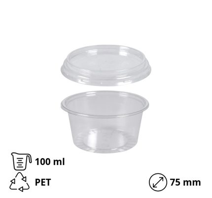 Posuda za umake za poklopcem PET 100 ml, 100 kom (komplet)