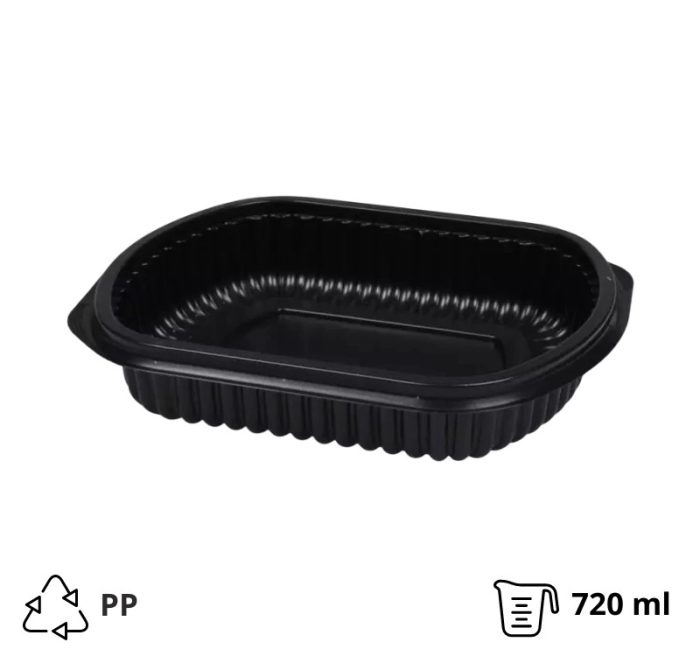 Posuda PP 210x180x40 mm ,720 ml crna [150 kom/pak]
