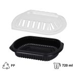 Posuda PP za poklopcem 210x180x40 mm ,720 ml crna, 150 kom (komplet)