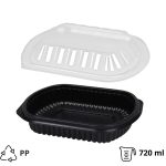 Posuda PP za poklopcem 210x180x40 mm ,720 ml crna, 150 kom (komplet)