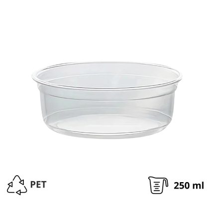 Posuda PET za poklopcem 250ml DELI d=117mm, h=45mm prozorna, 50 kom (komplet)