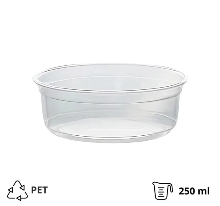 Posuda PET 250ml DELI d=117mm, h=45mm prozorna, bez poklopca [50 kom/pak]
