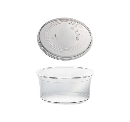 Posuda PET 350ml DELI d=117mm, h=55mm prozorna, sa poklopcem, 50 kom (komplet)