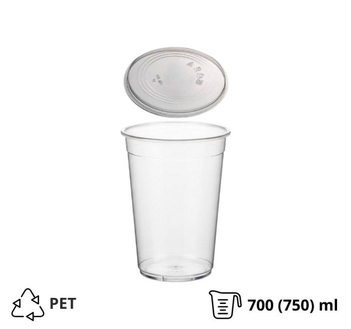 Posuda 700 (750) ml DELI d=117mm, h=108mm prozorna, za poklopcem, 50 kom (komplet)