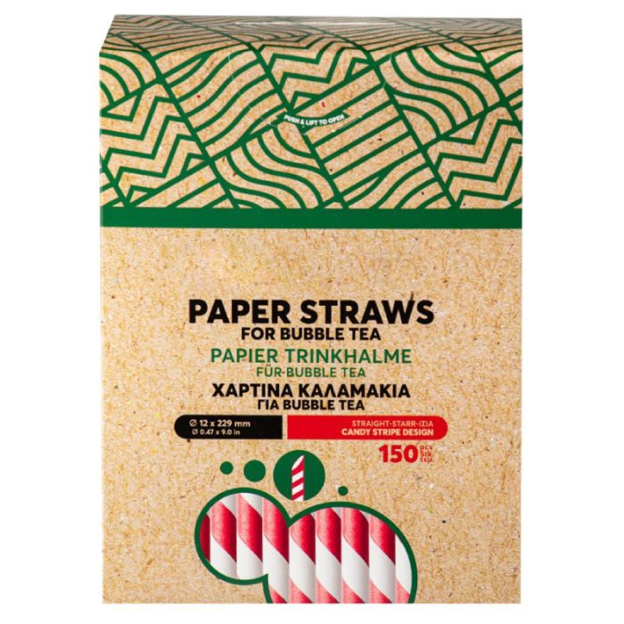Slamke papirnate d=12mm, h=23mm BUBBLE TEA 150 kos DISPENSER
