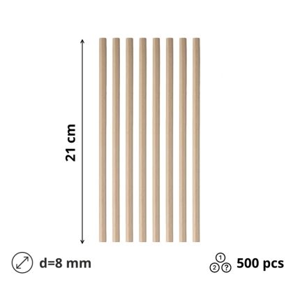 Slamke papirnate d=8mm h=210mm KRAFT 500 kos/pak