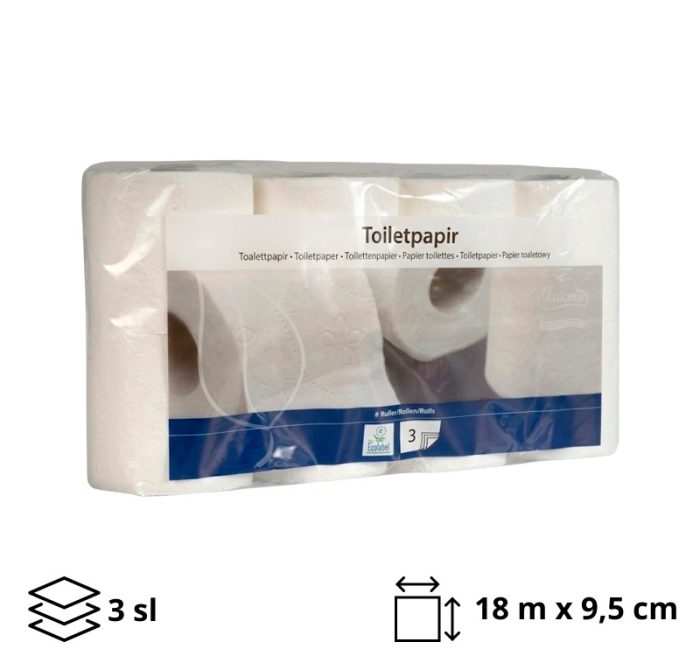 Toaletni papir 3 sl 8 rol, bijeli 160 l 8/1