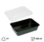 Posuda PP 500 ml 170х115х50 mm crna sa poklopcem, 50 kom (komplet)