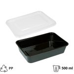 Posuda PP 500 ml 170х115х50 mm crna sa poklopcem, 50 kom (komplet)