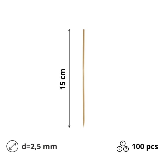 Štapići za ražnjiće 15cm d=2,5mm 100kom