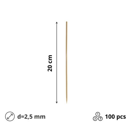 Štapići za ražnjiće 20cm d=2.5mm 100 kom