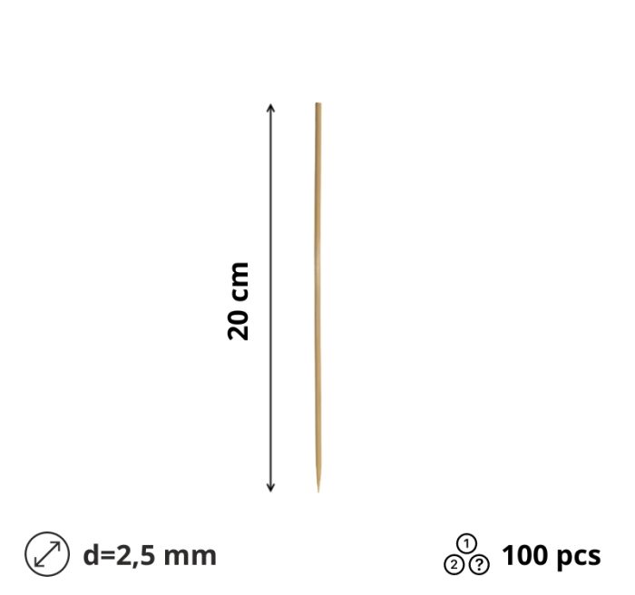 Štapići za ražnjiće 20cm d=2.5mm 100 kom