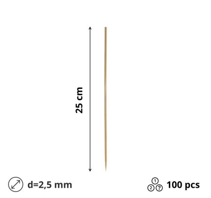 Štapići za ražnjiće 25cm d=2,5mm 100 kom