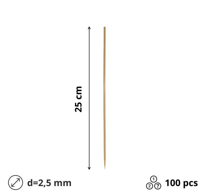 Štapići za ražnjiće 25cm d=2,5mm 100 kom