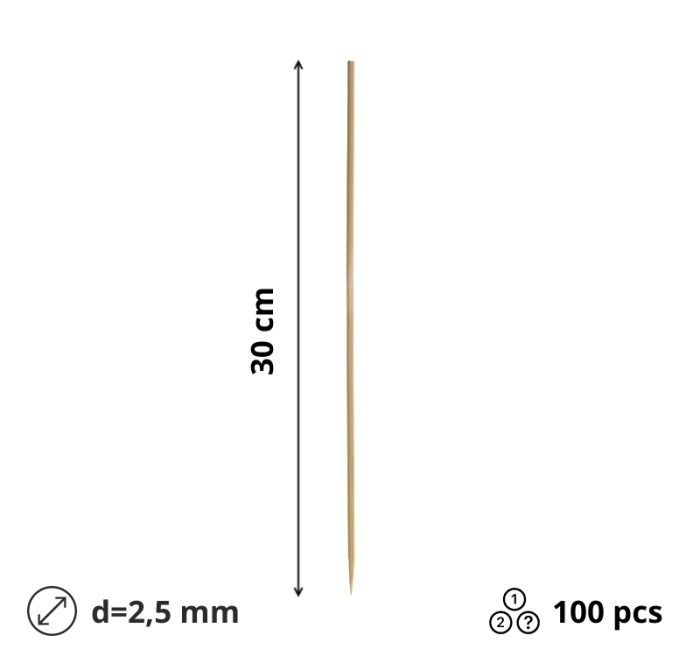 Štapići za ražnjiće 30cm d=2,5mm 100 kom