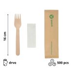 Komplet 2 drveni (vilica, servieta) 16cm 500 kom/pak