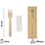 Komplet 2 drveni (vilica, servieta) 16cm 500 kom/pak