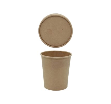 Posuda papirnata za poklopcem 440 ml d=97 mm h=100 mm kraft, 25 kom (komplet)