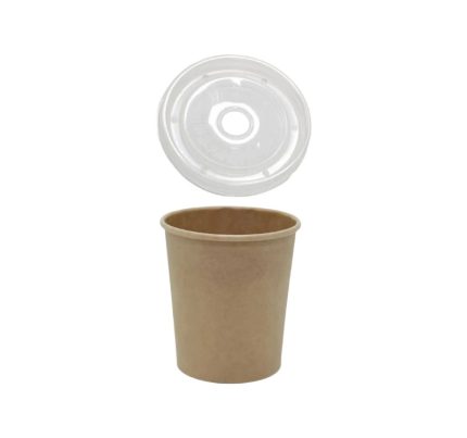 Posuda papirnata za poklopcem 440 ml d=97 mm h=100 mm kraft, 25 kom (komplet)
