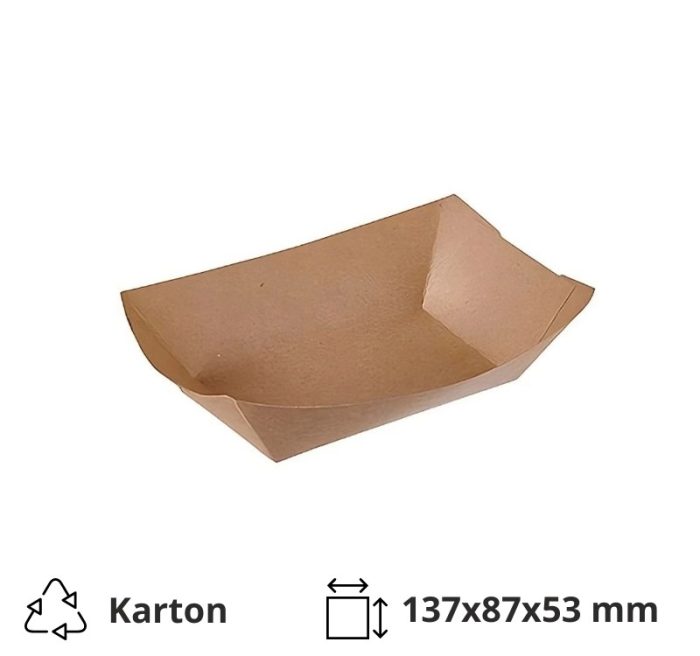 Papirnata plitica 191х122х53 mm (gornje dimenzije) kraft 125 kos