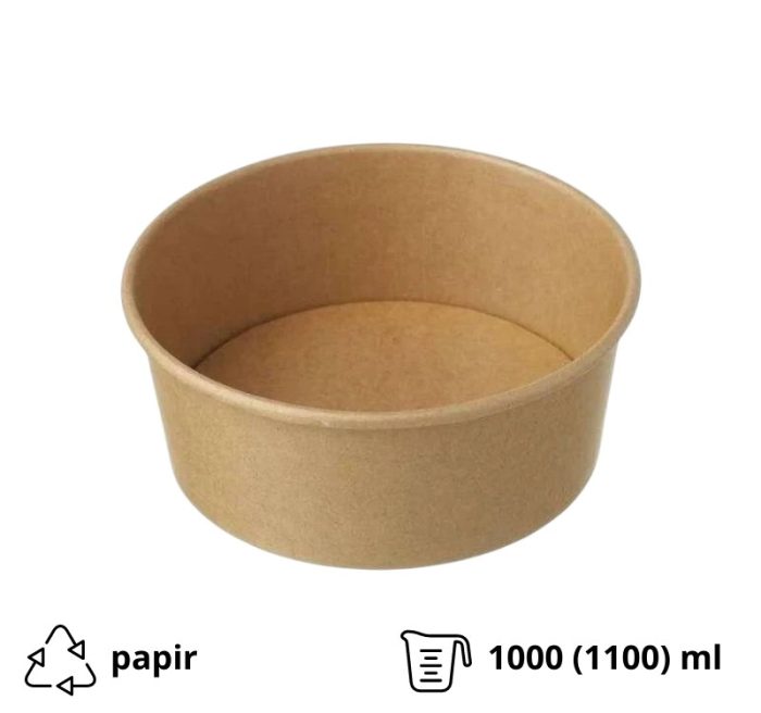 Papirnata posuda 1000 (1100) ml d=185 mm h=60 mm, kraft 50 kom