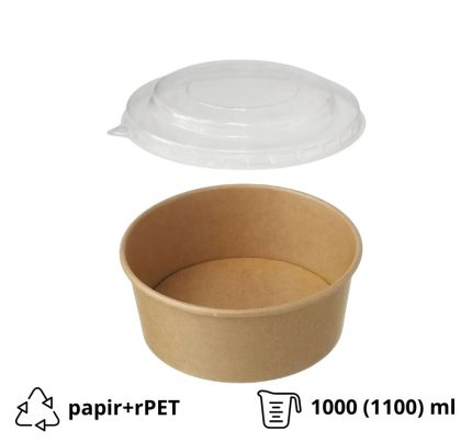 Papirnata posuda za poklopcem 1000 (1100) ml d=185 mm h=60 mm, kraft, 50 kom (komplet)