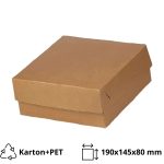 Kutija s poklopcem za desert 19x14.5x8 cm KRAFT (unutarnja metalizirana PET) [6 kom/pak]