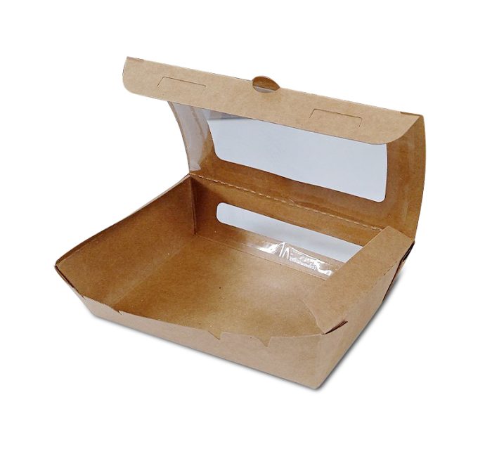 Papirnata posuda s prozorom 700 ml 150x100x45 mm kraft 50 kom