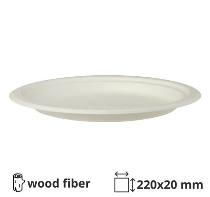 Tanjur BIO d=220 mm h=20 mm bijela 50 kom