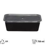 Posuda s poklopcem PP 750 ml 175x125x60mm crna [50 kom/pak]