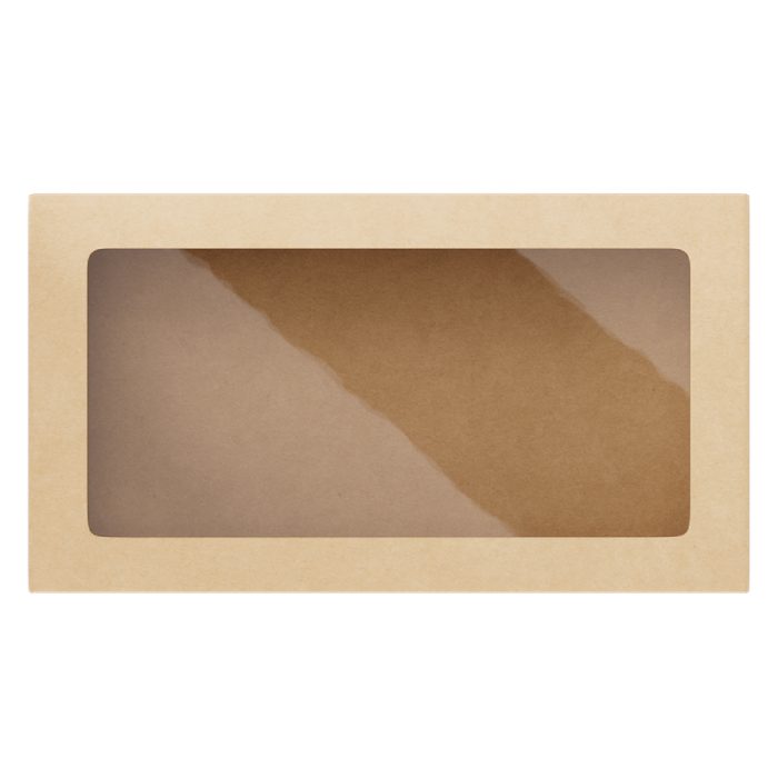 Papirnata posuda s prozorom OneBox 1450 ml 260x150x40 mm kraft 25 kom