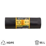 Vreća za smeće HDPE 125 L 95x115 cm crna, 10 kom