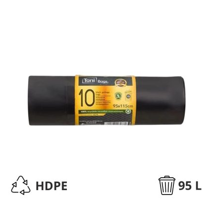 Vreća za smeće HDPE 125 L 95×115 cm crna, 10 kom