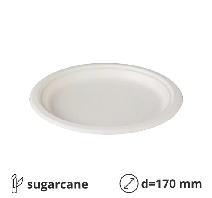 Tanjur BIO (sugarcane) d=170 mm bijela 125 kom