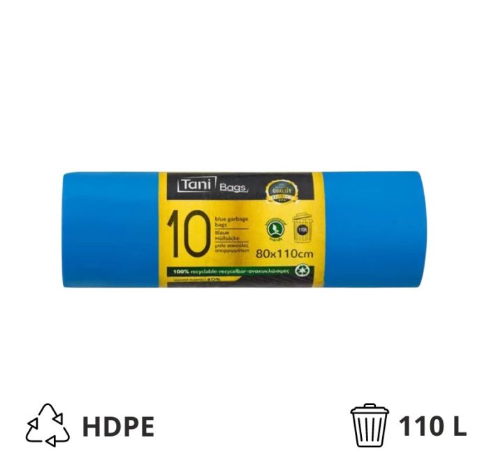 Vrečka za smeti HDPE 110 l 80×110 cm plava 10 kom/rol