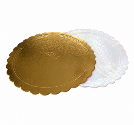 Podmetač krug za torte karton d=320 mm crni/zlatni 3 mm [5 kom/pak]