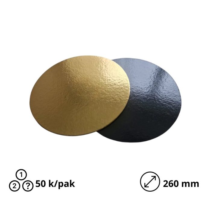 Podmetač krug za torte karton d=260 mm h=1,5 mm zlatni [50 kom/pak]
