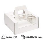 Kutija za torte s ručkom in prozorom 280х280х130 mm bijela [10 kom/pak]