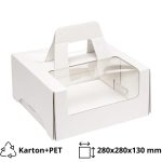 Kutija za torte s ručkom in prozorom 280х280х130 mm bijela [10 kom/pak]