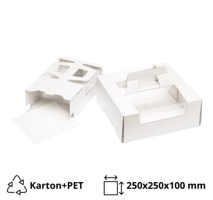 Kutija za torte s ručkom in prozorom 250х250х100 mm bijela [10 kom/pak]