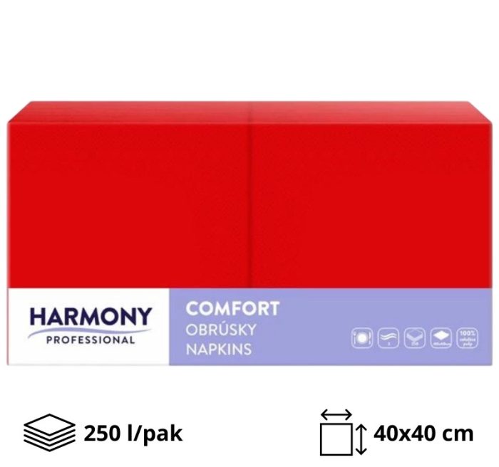 Papirnate salvete 2 sl 40×40 cm crvene 250 l/pak