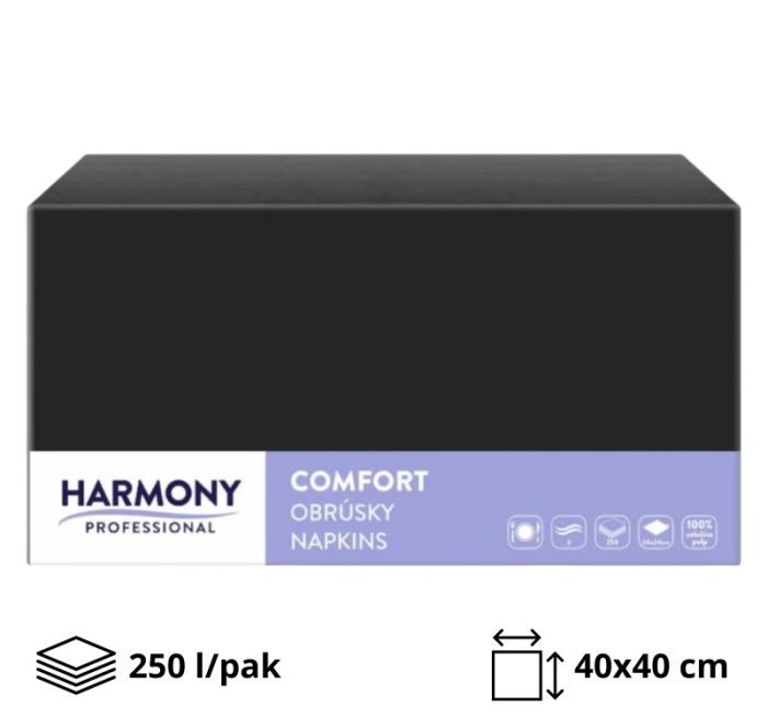 Papirnate salvete 2 sl 40×40 cm crna 250 l/pak