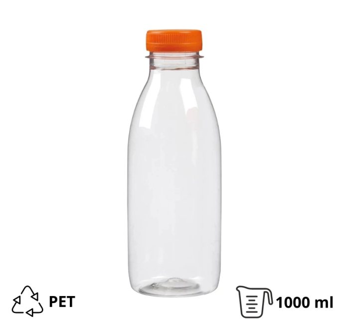 Boca PET 1 l d=38 mm s narančastim poklopcem [136 kom/pak]